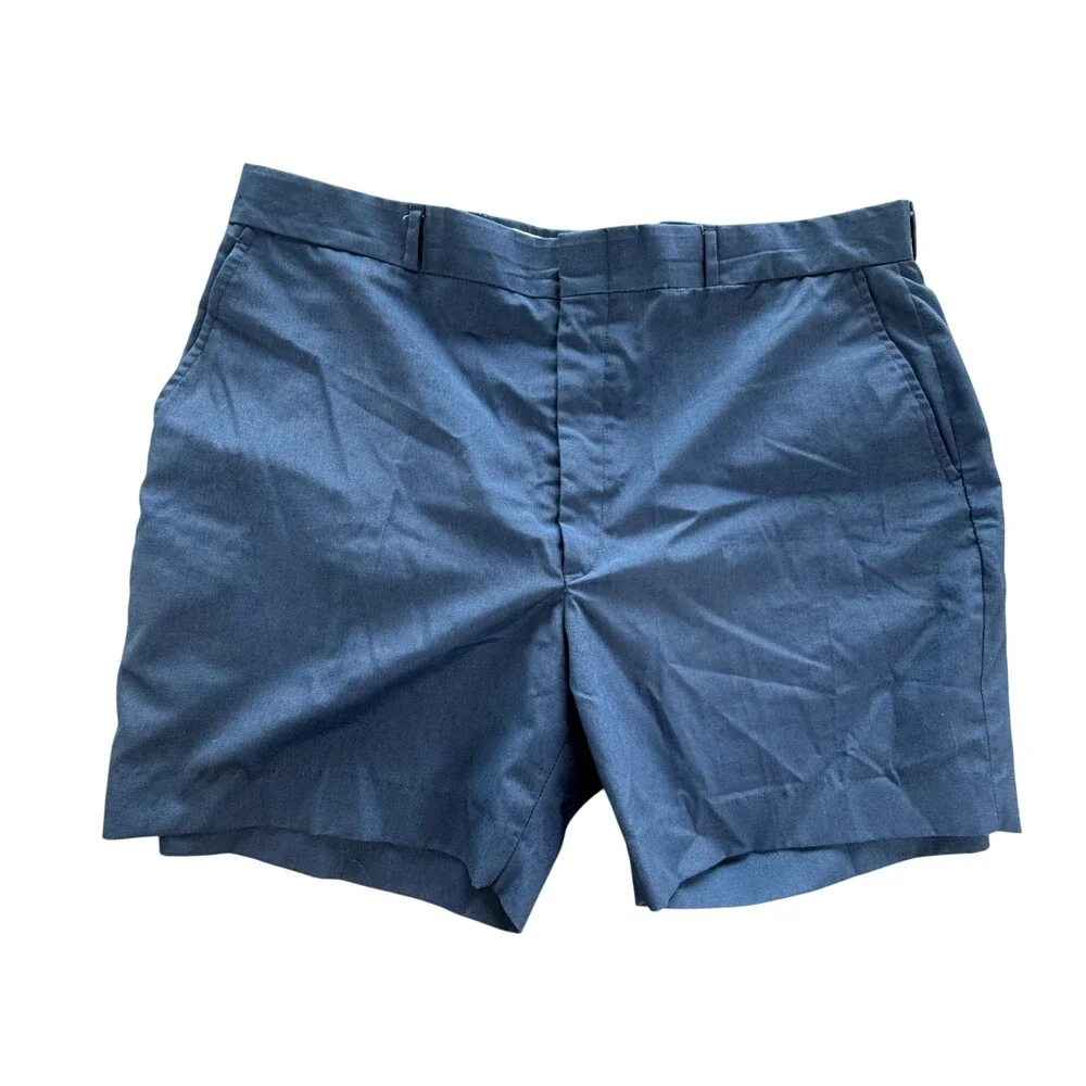 Vtg Woolrich Shorts Mens 40 Blue Chino Poly Cotton 6 Inseam Made USA Casual